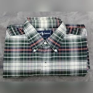 Ralph Lauren Men's Plaid Shirt - Green and White